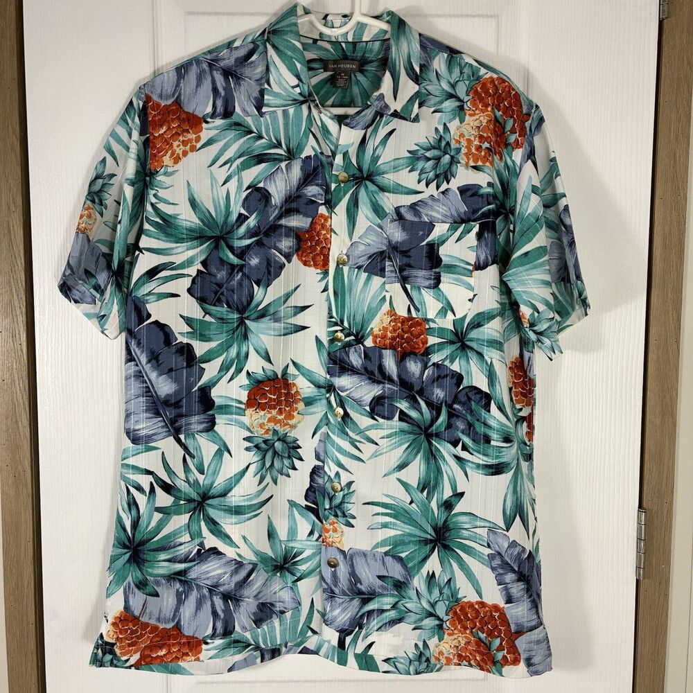 Van Heusen Men's Shirt Sz M 15-15 1/2 Floral Hawaiian Colorful Vacay